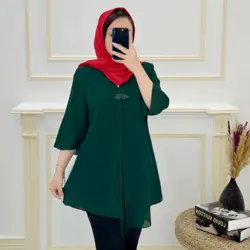 تونیک کرپ حریر یقه پلیسه کد 10814