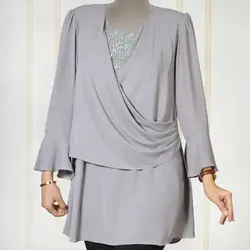 شومیز رومی پولکدار کرپ حریر لاریسا کد 103458