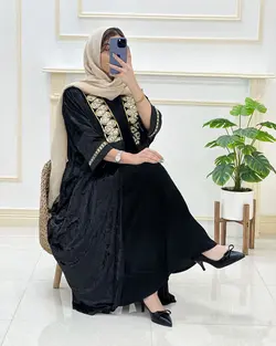 مانتو عبایی مخمل پولک دوزی کد98104