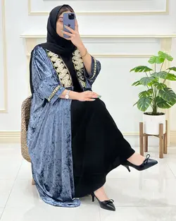 مانتو عبایی مخمل پولک دوزی کد98104