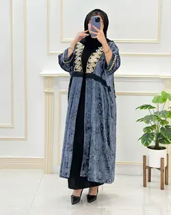 مانتو عبایی مخمل پولک دوزی کد98104