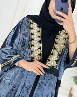 مانتو عبایی مخمل پولک دوزی کد98104