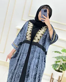 مانتو عبایی مخمل پولک دوزی کد98104