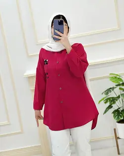 شومیز مانتویی جیب گلدوزی داکرون کد974677