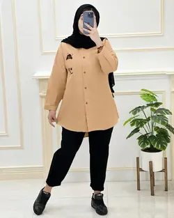 شومیز مانتویی جیب گلدوزی داکرون کد974677