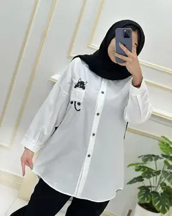 شومیز مانتویی جیب گلدوزی داکرون کد974677