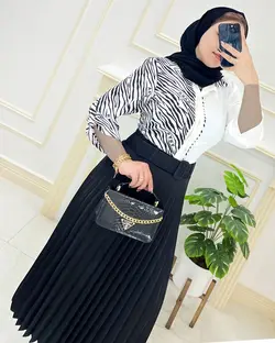 شومیز یقه مردانه ترکیبی تک جیب کد2535501