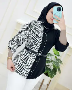 شومیز یقه مردانه ترکیبی تک جیب کد2535501