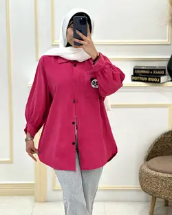 شومیز مانتویی میکرو یقه مردانه تک جیب پاندا کد987154