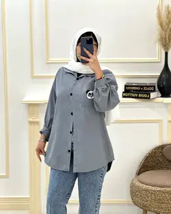 شومیز مانتویی میکرو یقه مردانه تک جیب پاندا کد987154