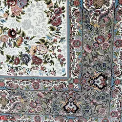 فرش ماشینی شاهکار صفویه-افشان درباری-کد 5700-1200 شانه-3600 تراکم