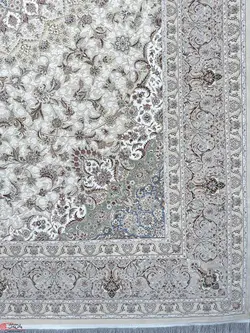 فرش ماشینی خاطره کویر کاشان-طرح مستانه کرم صدفی-1500شانه-4500 تراکم