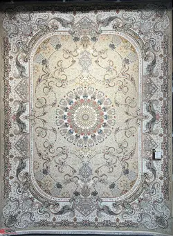 فرش ماشینی شاهکار صفویه-کد 6090-1500 شانه-4500 تراکم