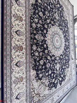 فرش ماشینی جردن-lexa آراز-سرمه ای-1200شانه-3600تراکم