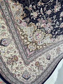 فرش ماشینی جردن-lexa آراز-سرمه ای-1200شانه-3600تراکم