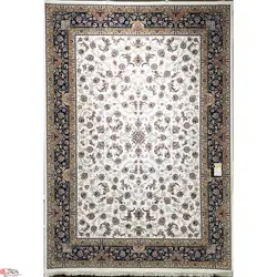 فرش ماشینی جردن-کلکسیون lexa-میترا کرم حاشیه سرمه ای-1200 شانه-4000 تراکم
