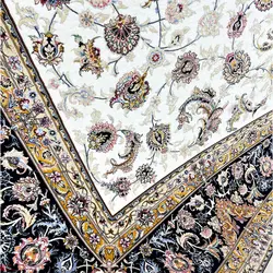 فرش ماشینی جردن-کلکسیون lexa-میترا کرم حاشیه سرمه ای-1200 شانه-4000 تراکم