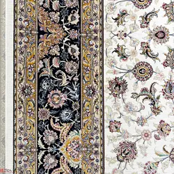 فرش ماشینی جردن-کلکسیون lexa-میترا کرم حاشیه سرمه ای-1200 شانه-4000 تراکم