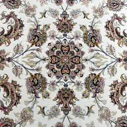فرش ماشینی جردن-کلکسیون lexa-میترا کرم حاشیه سرمه ای-1200 شانه-4000 تراکم