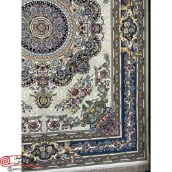 فرش ماشيني خاطره کوير کاشان 1200شانه با تراکم 3600 آکروليک طرح پاریس کرم هايبالک