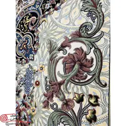 فرش ماشيني خاطره کوير کاشان 1200شانه با تراکم 3600 آکروليک طرح پاریس کرم هايبالک