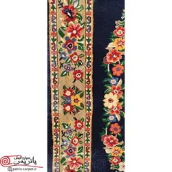 فرش گبه طرح گلاب سرمه ای با تراکم بالا و برند پاتریس