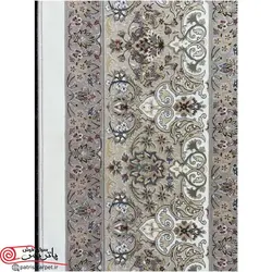 فرش ماشيني با برند خاطره کویر کاشان 1500شانه با تراکم 4500 آکروليک طرح گل افشان کرم - سفید حاشیه شکلاتی