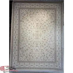 فرش ماشيني با برند خاطره کویر کاشان 1500شانه با تراکم 4500 آکروليک طرح گل افشان کرم - صدفی