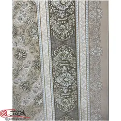 فرش ماشيني خاطره کوير کاشان 1200شانه با تراکم 3600 آکروليک طرح افشان گلریز کرم صدفی هايبالک