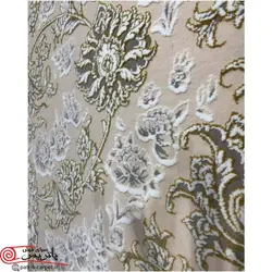فرش ماشيني خاطره کوير کاشان 1200شانه با تراکم 3600 آکروليک طرح افشان گلریز کرم صدفی هايبالک