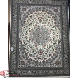 فرش ماشيني شاهکار صفویه 700 شانه با تراکم 2550 آکروليک طرح 5666 کرم