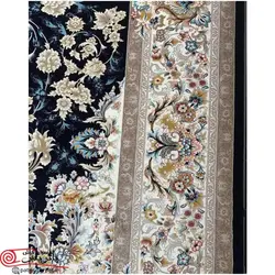 فرش ماشيني پاتریس 700 شانه با تراکم 2550 آکروليک طرح پامچال سرمه ای