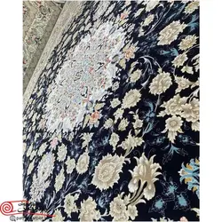 فرش ماشيني پاتریس 700 شانه با تراکم 2550 آکروليک طرح پامچال سرمه ای