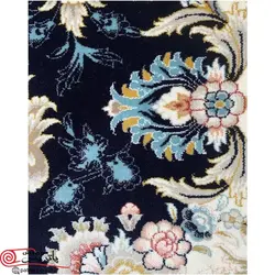 فرش ماشيني پاتریس 700 شانه با تراکم 2550 آکروليک طرح پامچال سرمه ای