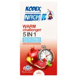 کاندوم 5 کاره گرم اناری کدکس 12عددی مدل Warm Challenger