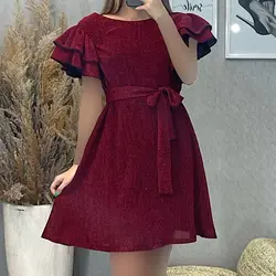 پیراهن کوتاه سر شونه چین کد 3940