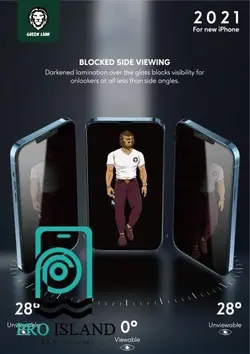 محافظ صفحه نمایش حریم شخصی گرین مدل MATTE PRIVACY مناسب برای گوشی موبایل اپل IPhone 13/13 Pro - پرو آیلند