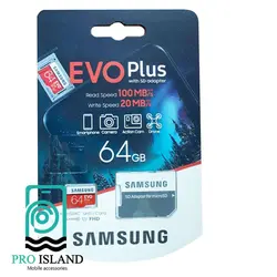 کارت حافظه microSDXC سامسونگ مدل Evo Plus کلاس 10 استاندارد UHS-I U1 سرعت 100MBps ظرفیت 64 گیگابایت - پرو آیلند