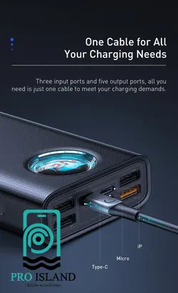 پاوربانک 30000 میلی آمپر باسئوس مدل (PPLG-A01) Amblight Digital | پروآیلند