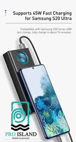 پاوربانک 30000 میلی آمپر باسئوس مدل (PPLG-A01) Amblight Digital | پروآیلند