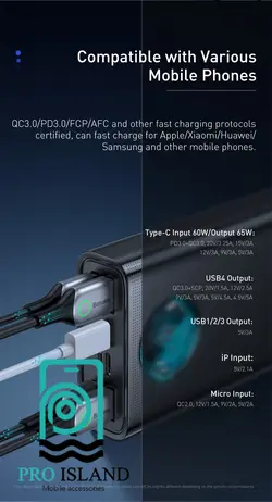 پاوربانک 30000 میلی آمپر باسئوس مدل (PPLG-A01) Amblight Digital | پروآیلند