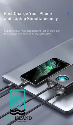 پاوربانک 30000 میلی آمپر باسئوس مدل (PPLG-A01) Amblight Digital | پروآیلند