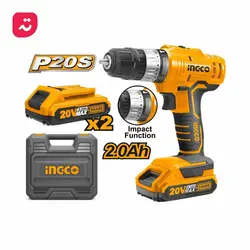 دریل پیچ گوشتی شارژی 20 ولت چکشی اینکو مدل CIDLI20012 + دو عدد باطری