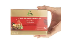دمنوش گیاهی مخلوط زنجبیل و خولنجان