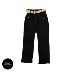 شلوار پارچه ای کمربند کنفی مشکی LCN