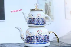 کتری قوری لعابی طرح دار جدید