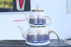 کتری قوری لعابی طرح دار جدید