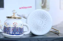 کتری قوری لعابی طرح دار جدید