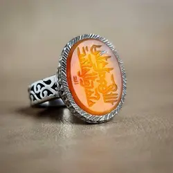 انگشتر عقیق با حکاکی صلوات کد 046