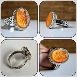 انگشتر عقیق با حکاکی صلوات کد 046